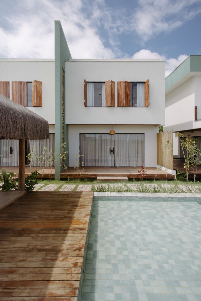 Contemporary architecture featuring a pool and patio in Bahia, Brazil. Ideal vacation spot.